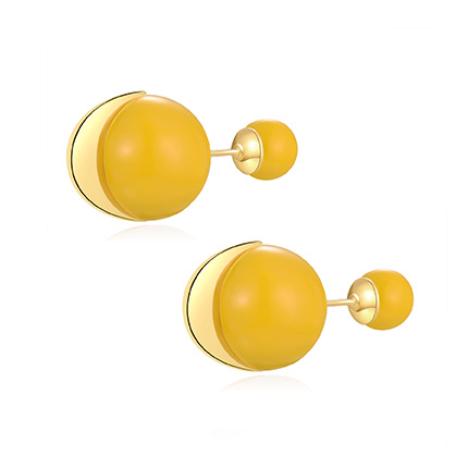 NATURALLY JOJO  S925银针气质黄色大珍珠后挂式耳环
