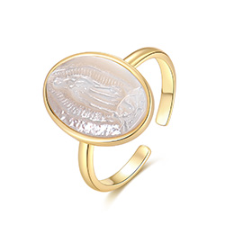 JOE&SHANN  S925纯银法式浮雕玛丽亚贝壳开口戒指