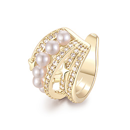 NATURALLY JOJO 时尚法式珍珠锆石无耳洞星人耳夹耳骨夹